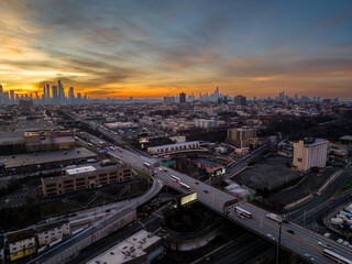 Wall Mural - Aerial Drone of Jersey City Sunrise 