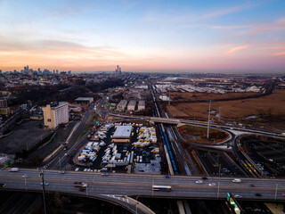 Wall Mural - Aerial Drone of Jersey City Sunrise 