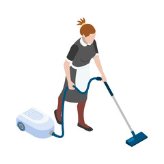 Sticker - Housemaid Isometric Illustration