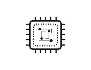 Poster - Microchip vector icon. Semiconductor simple icon. Chip board sign.