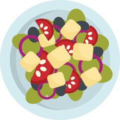 Sticker - Greece salad icon. Flat illustration of Greece salad vector icon for web design isolated