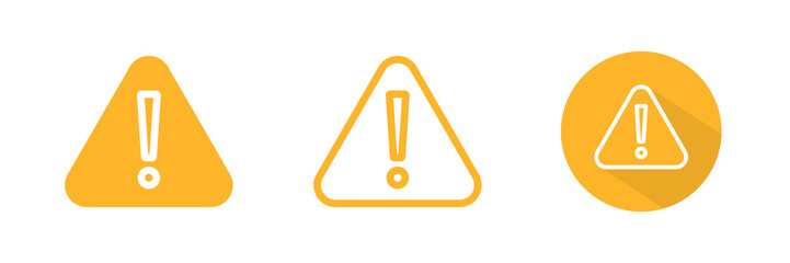Warning Sign Flat Line Shadow Yellow Icon Set Png Illustration