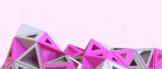 Poster - 3D Abstract Background. technology Metaverse Network connection structure with Digital folding paper concept on purple. Inspiration, innovative, copy space, banner-3d Rendering
