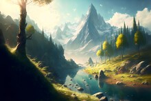 Fantasy Forest Landscape Illustration
