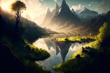 Wall Mural - fantasy forest landscape illustration