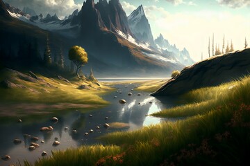 Wall Mural - fantasy forest landscape illustration