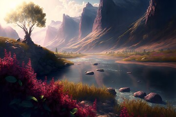 Wall Mural - fantasy forest landscape illustration