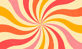 groovy 70s background with twisted sunburst. vector illustration