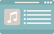 Laptop playlist icon flat vector. Music audio. Listen playlist isolated