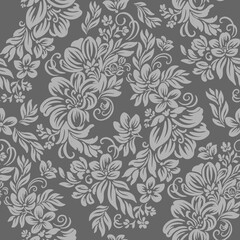 Wall Mural - Flowers and curls. Seamless pattern with vector hand drawn illustrations