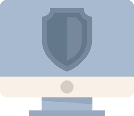 Poster - Pc protection icon flat vector. Secure data. Computer access isolated
