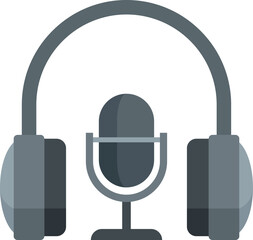 Sticker - Stream mic headphone icon flat vector. Live video. Online stream isolated