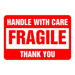 fragile label sticker on transparent background