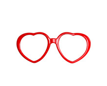 Red Heart Eye Glasses Isolated Cutout