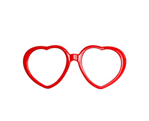 Wall Mural - Red heart eye glasses isolated cutout