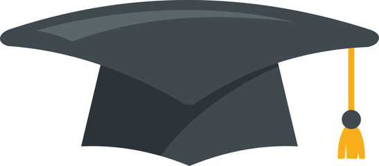 Poster - School graduation hat icon flat vector. Academy student. Academic cap isolated