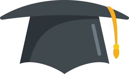 Poster - University graduation hat icon flat vector. College diploma. Graduate cap isolated