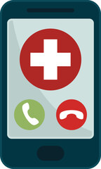 Poster - Emergency call icon flat vector. Contact phone. Help number isolated