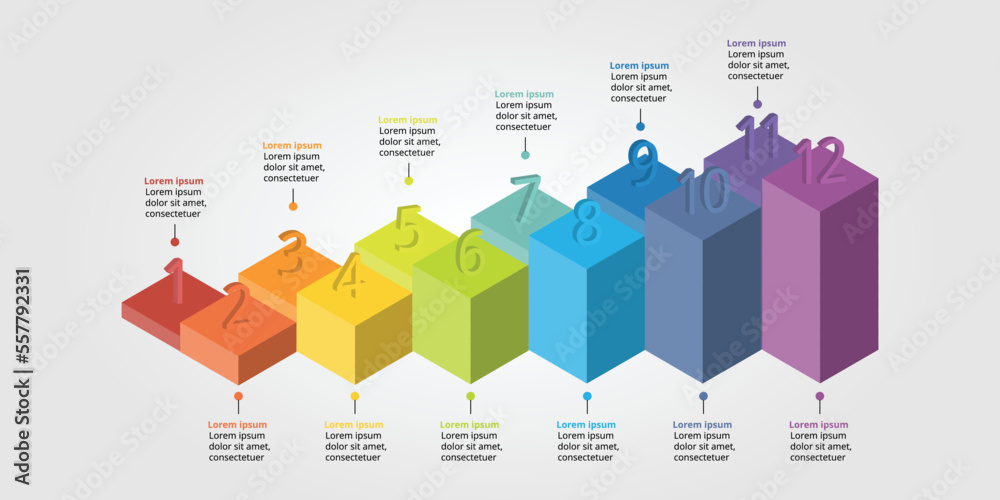 square chart of with numbers timeline template for infographic for ...