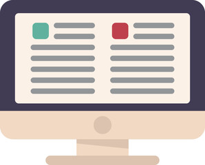 Poster - Monitor comparison icon flat vector. Scale balance. Seesaw finance isolated