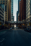 Fototapeta  - View of Downtown Chicago with train. 