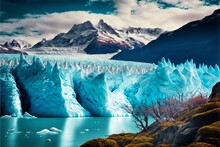View Of Glacier Perito Moreno (Glaciar Perito Moreno) Located In National Park Los Glyacious. Patagonia, Argentina