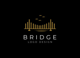 bridge logo vector icon illustration line outline monoline