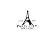 Paris tourist attraction logo design. Paris Eiffel tower travel landmark vector design. Paris famous places logotype
