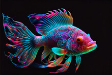 Beautiful Abstract 3d Generated Image Of A Big Colorful Fish Under Water