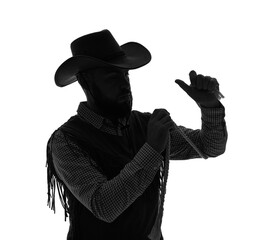 Sticker - Silhouette of cowboy with rope on white background