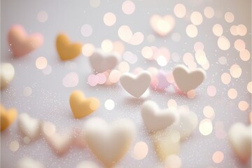 Poster - Cute hearts, Valentine's Day, bokeh lights Micro hearts.