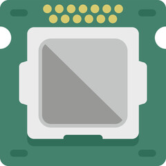 Poster - Processor circuit icon flat vector. Chip cpu. Digital computer isolated