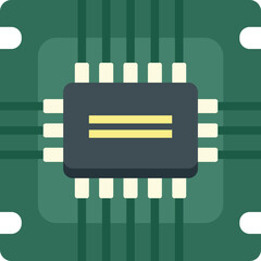 Poster - Hardware cpu icon flat vector. Chip circuit. Central electronic isolated