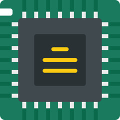 Poster - Pc processor icon flat vector. Computer core. Internet science isolated