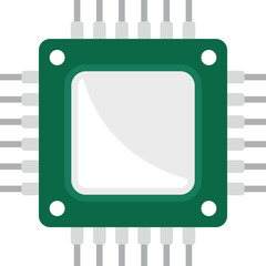 Poster - Central processor icon flat vector. Chip circuit. Digital board isolated