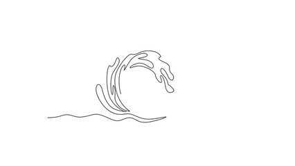Poster - animated self drawing of continuous one line draw water splashes wave twirl isolated surge blue spar