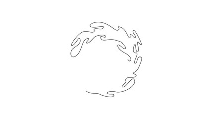 Poster - Animated self drawing of single continuous line draw circle made of water splashes. Ring closeup of fresh and clear splash. Water splash refreshing shape concept. Full length one line animation