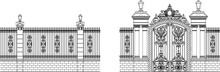 Sketch Vector Illustration Of A Classic Gate Mediterranean Style Church House