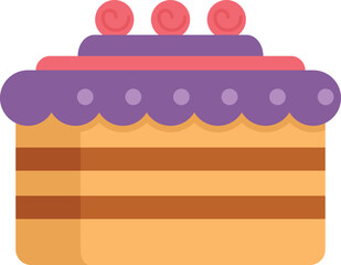 Poster - Chocolate cake icon flat vector. Happy birthday. Fun bakery isolated