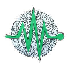 Poster - continuous one line drawing heartbeat icon. heart beat monitor pulse. heartbeat lone, cardiogram. he