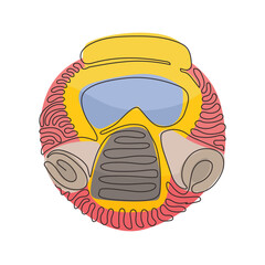 Poster - single continuous line drawing mask with glasses and air filters. defense and protection against poi