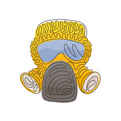 Poster - continuous one line drawing mask with glasses and air filters icon. defense and protection against p