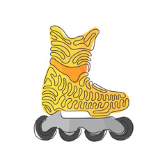 Poster - Continuous one line drawing modern roller blades. Man style roller skates. Inline skates sport. Skate. Pair of inline roller skates. Swirl curl style. Single line design vector graphic illustration