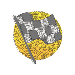 Poster - single continuous line drawing flag icon. racing sign. checkered racing flag. black and white flag. 