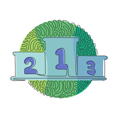 Poster - single one line drawing winners podium with number. pedestal or platform. stage for awards ceremony.