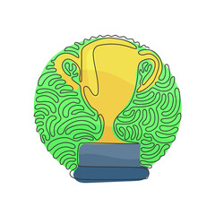 Poster - single one line drawing winner's trophy icon. golden trophy vector is symbol of victory in sports ev