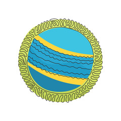 Poster - single continuous line drawing cricket ball leather hard circle stitch close-up. sports equipment. s