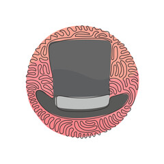 Poster - continuous one line drawing vintage top hat. cylinder hats. old fashioned clothes. elegant hat. gent