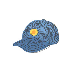 Poster - continuous one line drawing black baseball cap as a sports symbol. unisex outdoor sport baseball, go
