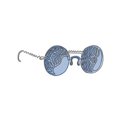 Poster - single continuous line drawing circle vintage glasses. round black-rimmed glasses. side of myopia gl